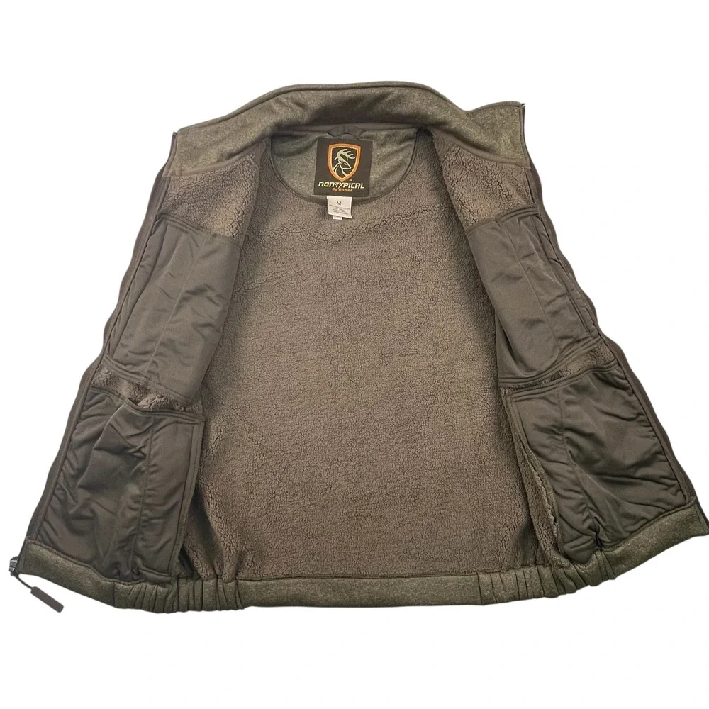 Nontypical Drake Fleece Vest Mens Medium Olive Full Zip‎ Sherpa Lined Outerwear